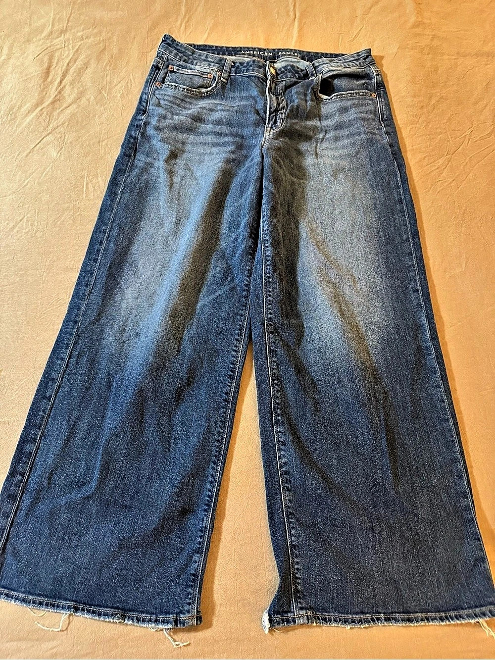 American Eagle High-Waisted Baggy Wide-Leg Jean Blue Waist 12